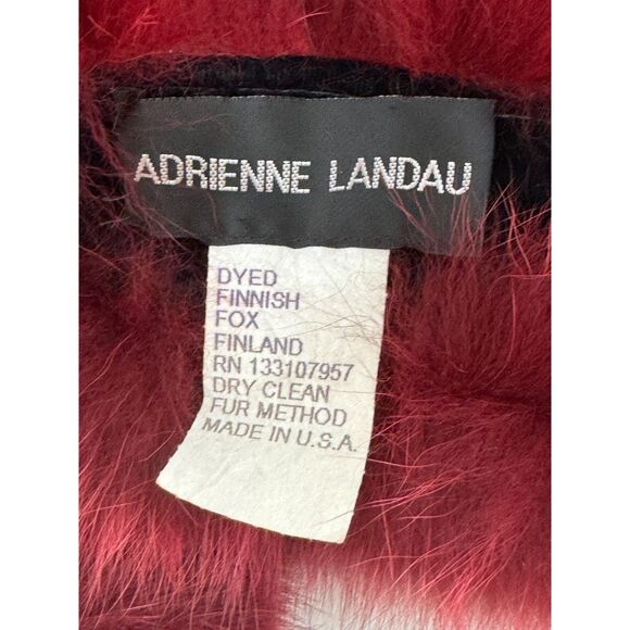 Adrienne Landau Genuine Fox Fur Scarf Boa Shawl Merlot Red - Picture 3 of 5